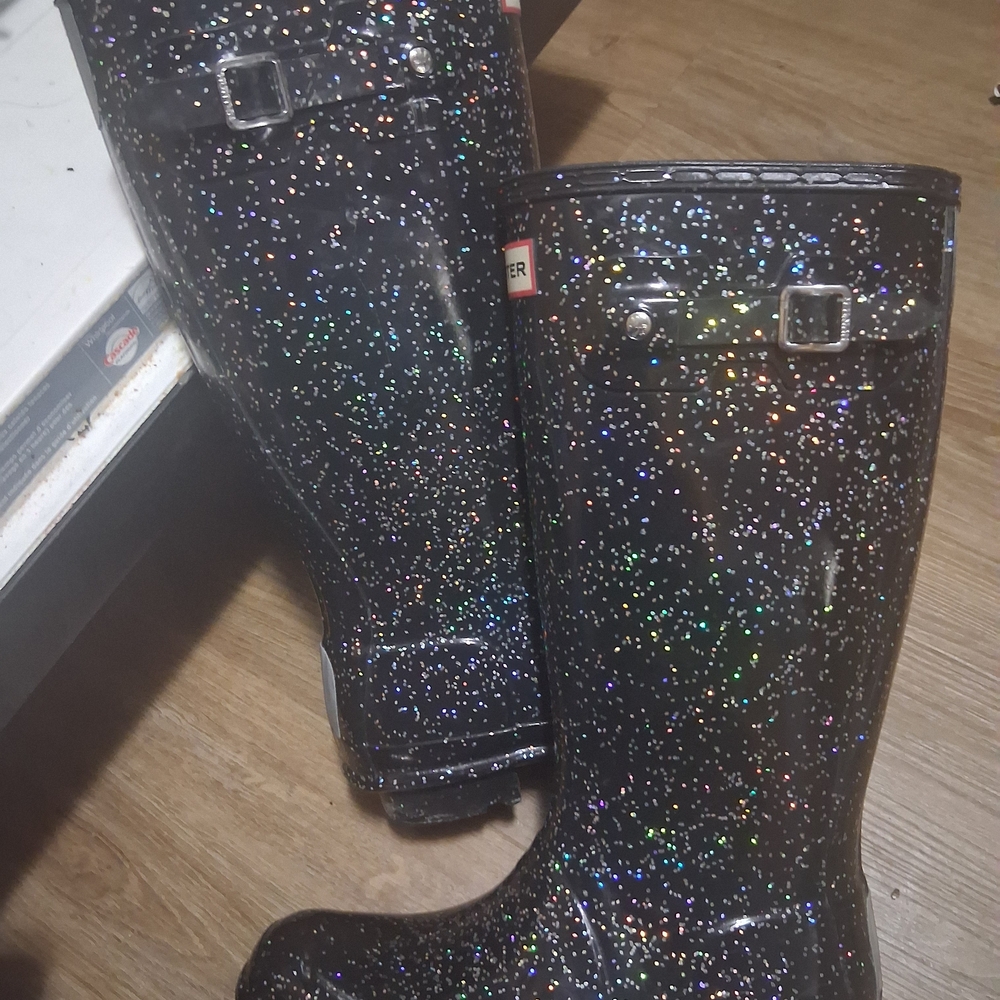 Hunter Glittery Black Rain Boots